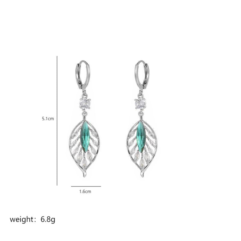 1 Pair Elegant Leaves Plating Inlay Copper Alloy Zircon 18k Gold Plated Drop Earrings