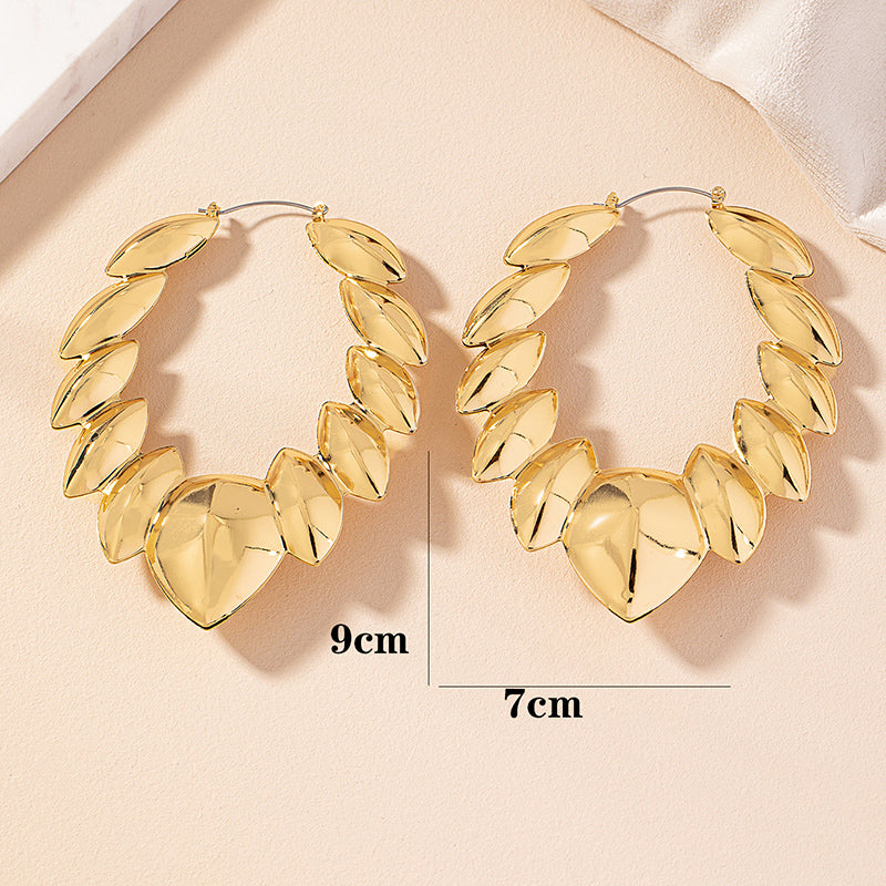 1 Pair Glam Exaggerated Luxurious Leaf Leaves Plating Alloy Ferroalloy 14k Gold Plated Earrings