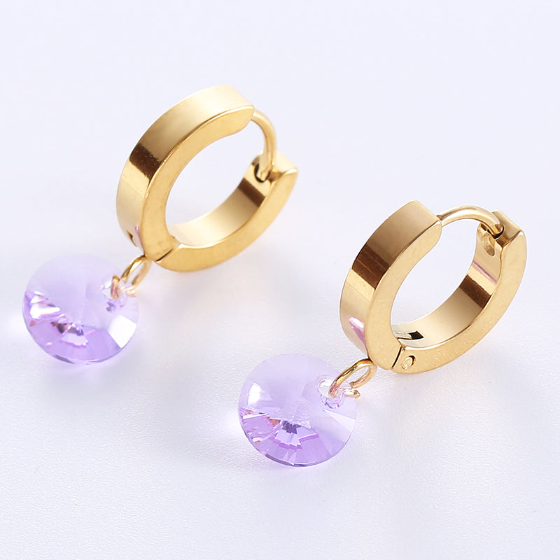 1 Pair Casual Sweet Geometric Plating Inlay Stainless Steel Zircon 18k Gold Plated Drop Earrings