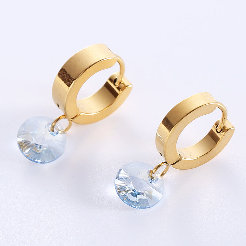 1 Pair Casual Sweet Geometric Plating Inlay Stainless Steel Zircon 18k Gold Plated Drop Earrings