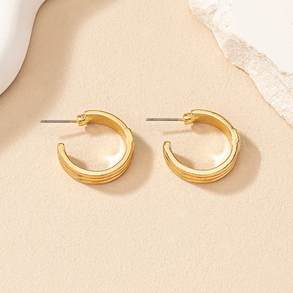 1 Pair Retro Simple Style C Shape Plating Alloy Hoop Earrings