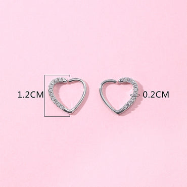 Lady Shiny Heart Shape Copper Inlay Zircon White Gold Plated Nose Ring