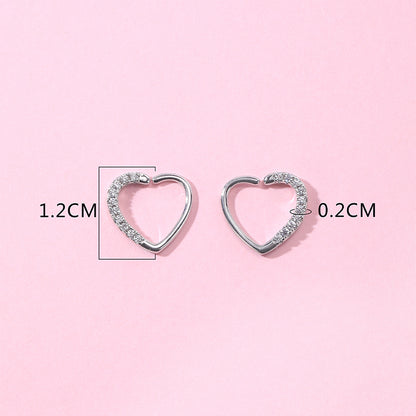 Lady Shiny Heart Shape Copper Inlay Zircon White Gold Plated Nose Ring