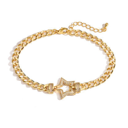 Luxurious Shiny Star Butterfly Copper Plating Inlay Zircon 18k Gold Plated Bracelets