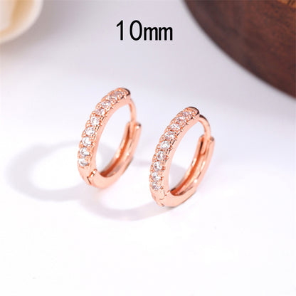 1 Pair Retro Simple Style Round Plating Inlay Stainless Steel Zircon Rose Gold Plated Hoop Earrings