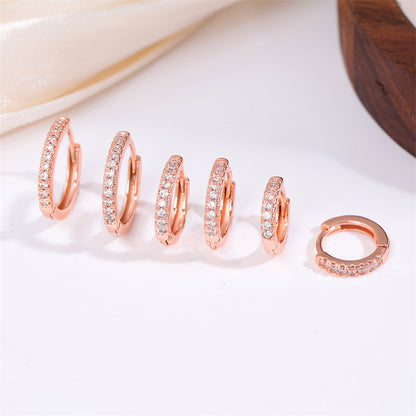 1 Pair Retro Simple Style Round Plating Inlay Stainless Steel Zircon Rose Gold Plated Hoop Earrings