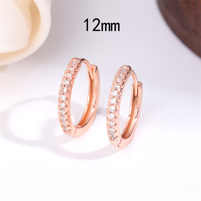 1 Pair Retro Simple Style Round Plating Inlay Stainless Steel Zircon Rose Gold Plated Hoop Earrings