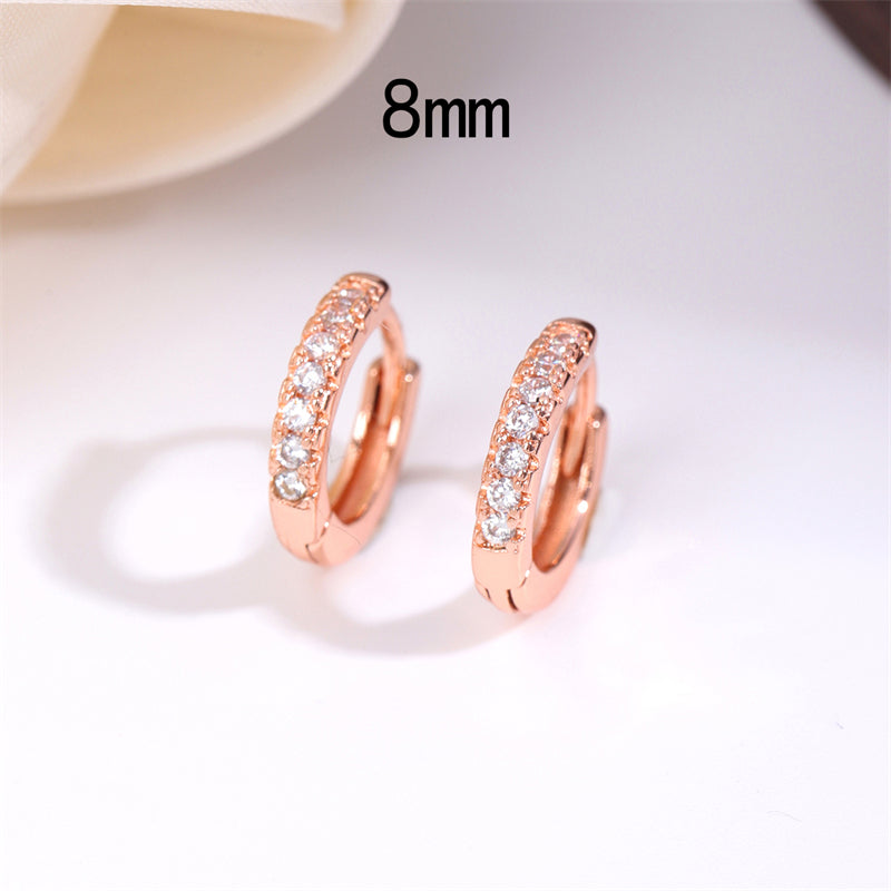 1 Pair Retro Simple Style Round Plating Inlay Stainless Steel Zircon Rose Gold Plated Hoop Earrings