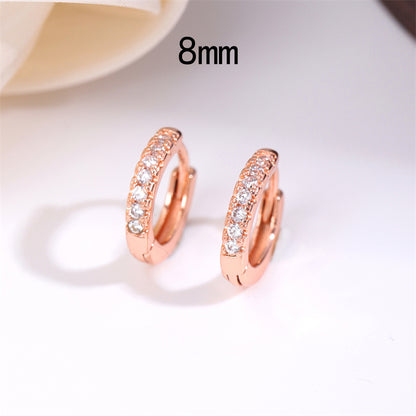 1 Pair Retro Simple Style Round Plating Inlay Stainless Steel Zircon Rose Gold Plated Hoop Earrings