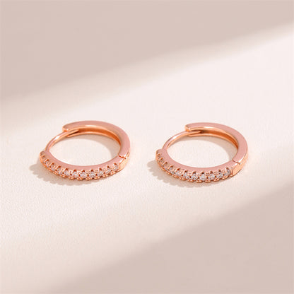 1 Pair Retro Simple Style Round Plating Inlay Stainless Steel Zircon Rose Gold Plated Hoop Earrings