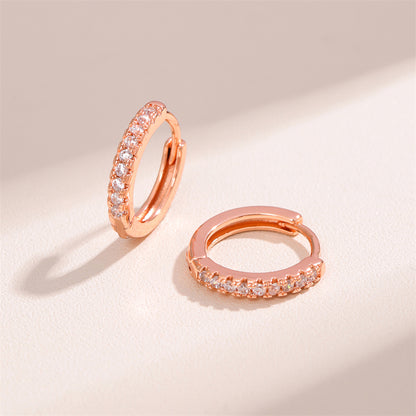 1 Pair Retro Simple Style Round Plating Inlay Stainless Steel Zircon Rose Gold Plated Hoop Earrings