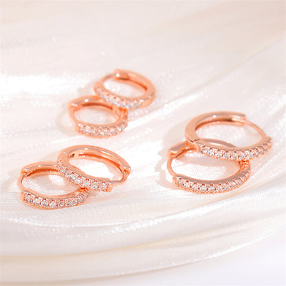 1 Pair Retro Simple Style Round Plating Inlay Stainless Steel Zircon Rose Gold Plated Hoop Earrings