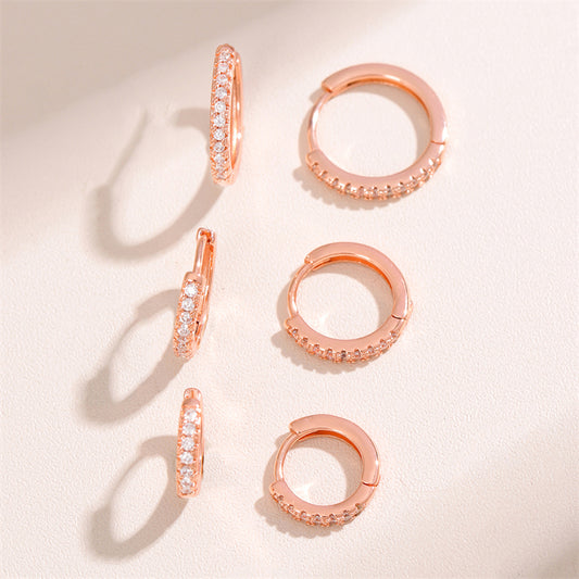 1 Pair Retro Simple Style Round Plating Inlay Stainless Steel Zircon Rose Gold Plated Hoop Earrings