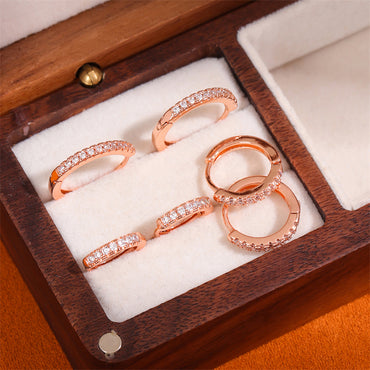 1 Pair Retro Simple Style Round Plating Inlay Stainless Steel Zircon Rose Gold Plated Hoop Earrings