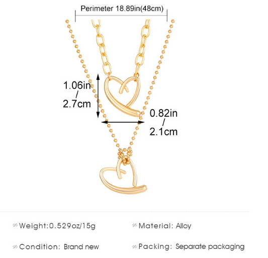Vintage Style Simple Style Heart Shape 14k Gold Plated Alloy Wholesale Double Layer Necklaces