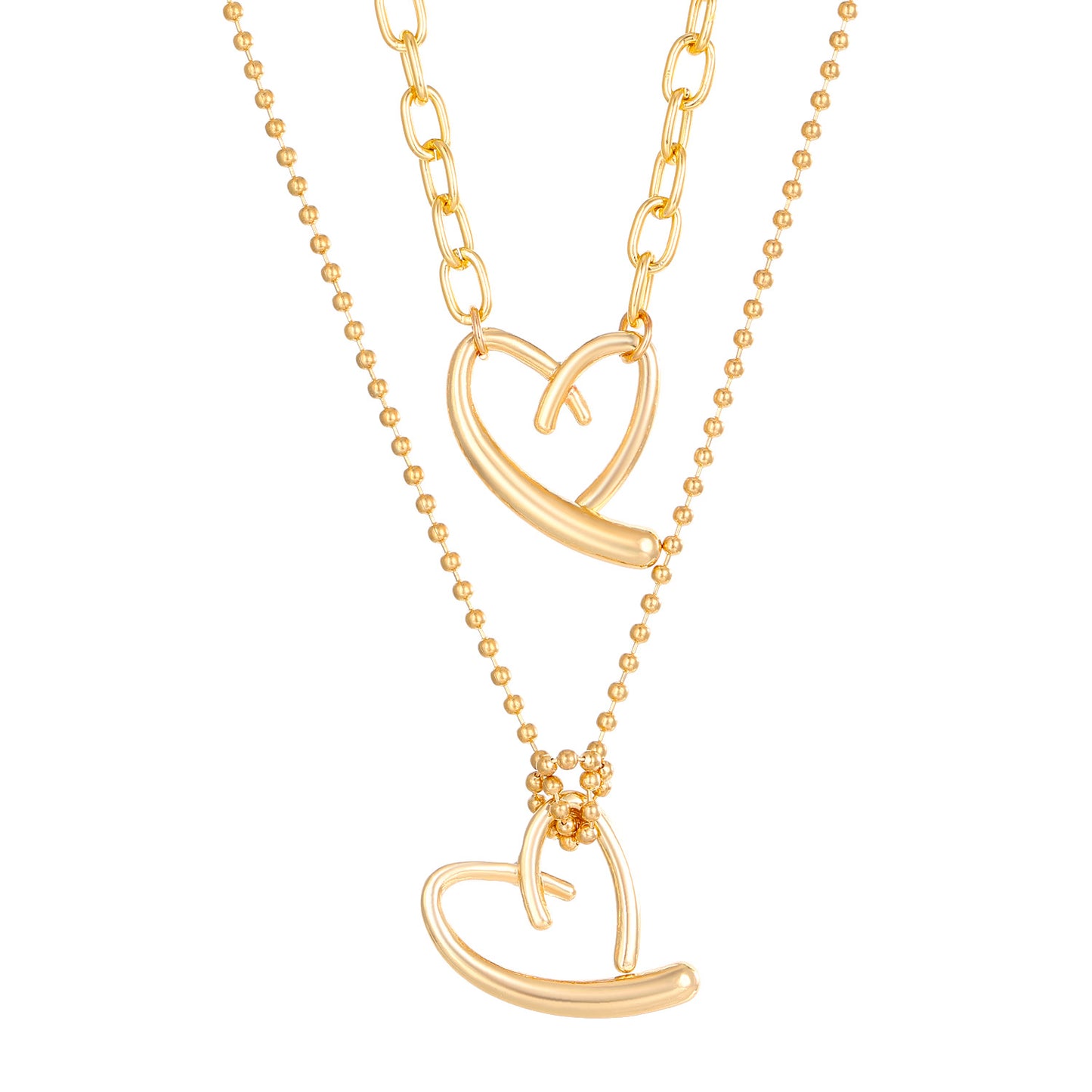 Vintage Style Simple Style Heart Shape 14k Gold Plated Alloy Wholesale Double Layer Necklaces