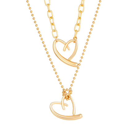 Vintage Style Simple Style Heart Shape 14k Gold Plated Alloy Wholesale Double Layer Necklaces