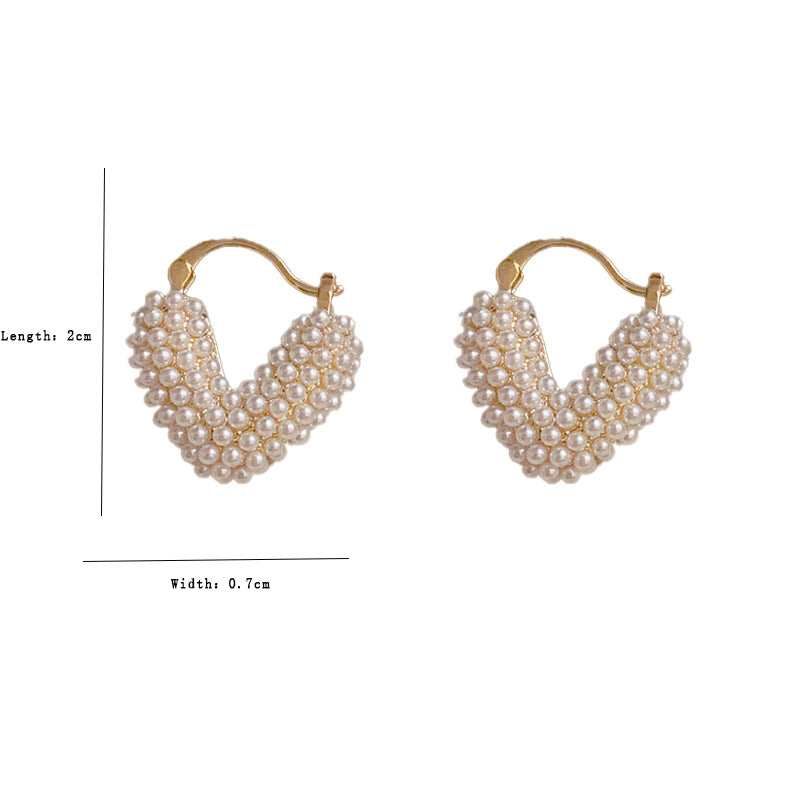 1 Pair Elegant Lady Heart Shape Inlay Copper Artificial Pearls Earrings