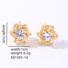 1 Pair Ig Style Y2k Simple Style Windmill Plating Inlay Copper Zircon Gold Plated Ear Studs