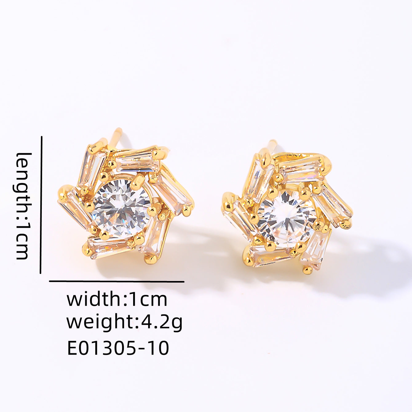 1 Pair Ig Style Y2k Simple Style Windmill Plating Inlay Copper Zircon Gold Plated Ear Studs