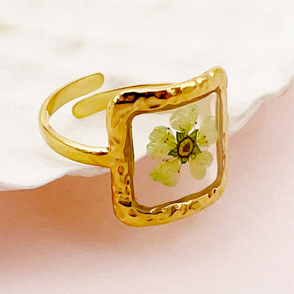 Basic Flower Stainless Steel Plating Gold Plated Open Rings