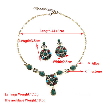 Elegant Flower Alloy Inlay Rhinestones Women's Earrings Necklace
