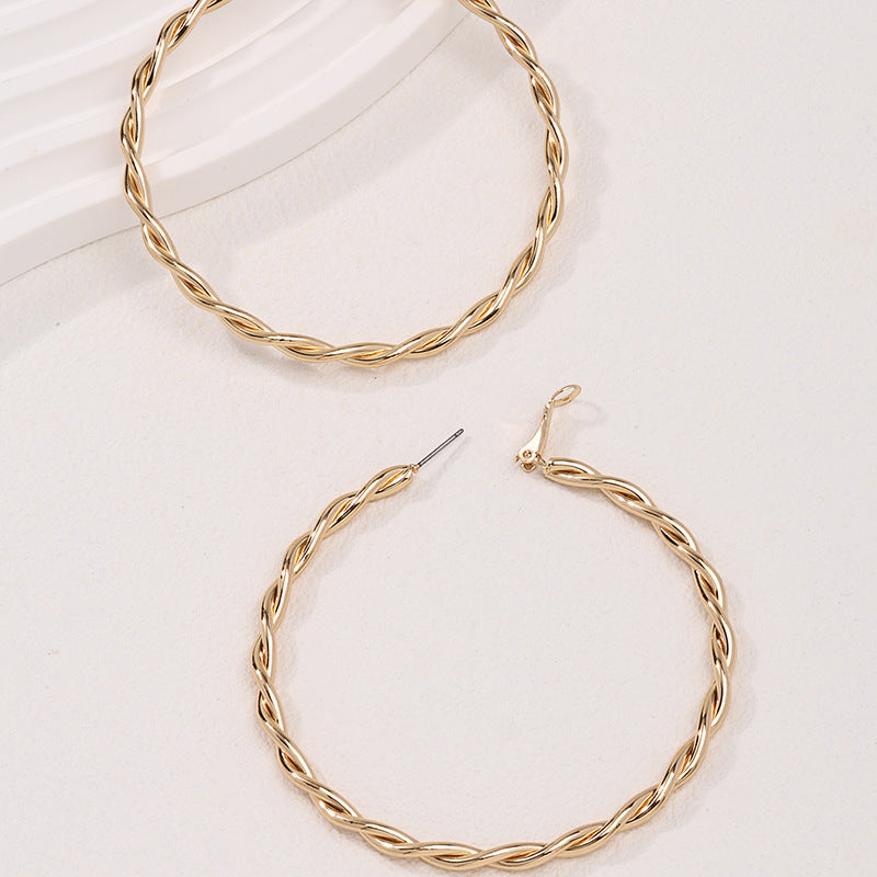 1 Pair Simple Style Circle Plating Alloy Gold Plated Hoop Earrings