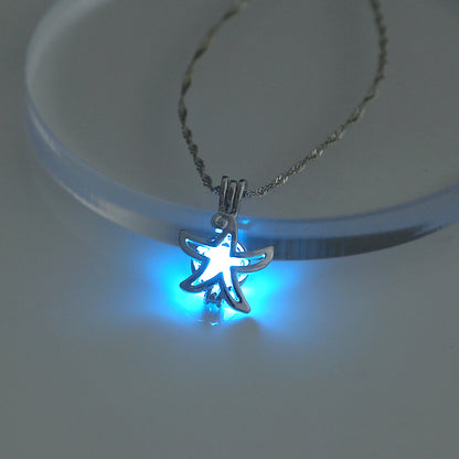 Shiny Geometric Moon Alloy Luminous Women's Men's Necklace 1 Piece