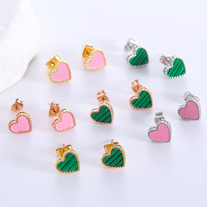 1 Pair Simple Style Heart Shape Plating Stainless Steel 18k Gold Plated Rose Gold Plated Ear Studs