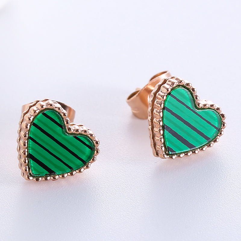 1 Pair Simple Style Heart Shape Plating Stainless Steel 18k Gold Plated Rose Gold Plated Ear Studs