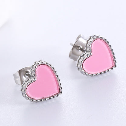 1 Pair Simple Style Heart Shape Plating Stainless Steel 18k Gold Plated Rose Gold Plated Ear Studs