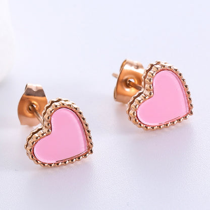 1 Pair Simple Style Heart Shape Plating Stainless Steel 18k Gold Plated Rose Gold Plated Ear Studs