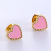 1 Pair Simple Style Heart Shape Plating Stainless Steel 18k Gold Plated Rose Gold Plated Ear Studs