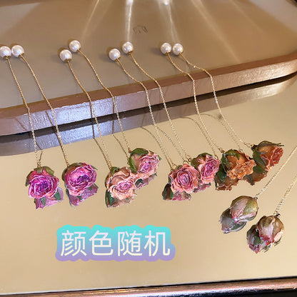 Fashion Dried Flower Alloy Ear Line Earrings Wholesale