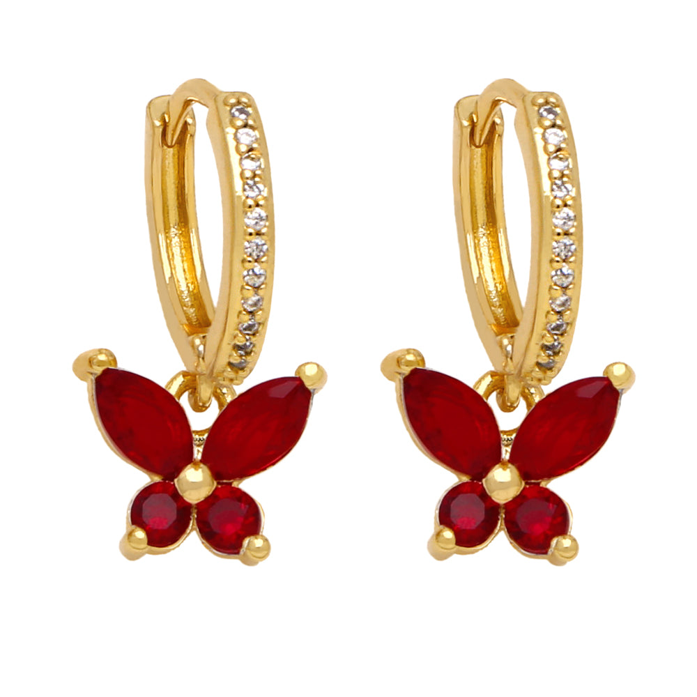 1 Pair Simple Style Butterfly Plating Inlay Copper Zircon 18k Gold Plated Drop Earrings