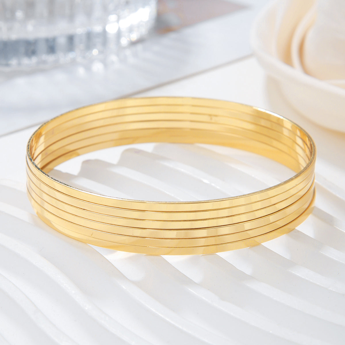 Simple Style Solid Color Copper Plating 18k Gold Plated Wristband