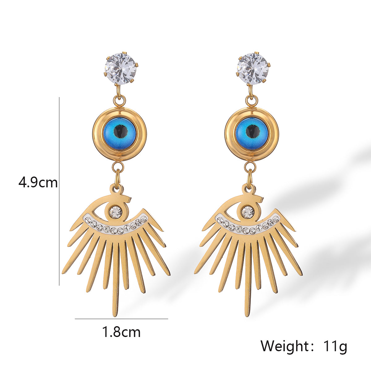 1 Pair Simple Style Commute Devil's Eye Plating Inlay Titanium Steel Zircon 18k Gold Plated Drop Earrings