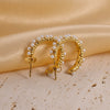 1 Pair Vacation Beach Simple Style Round Plating Inlay Stainless Steel Artificial Pearls Gold Plated Earrings