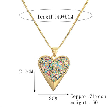 Simple Style Heart Shape Copper Plating Inlay Zircon Gold Plated Pendant Necklace