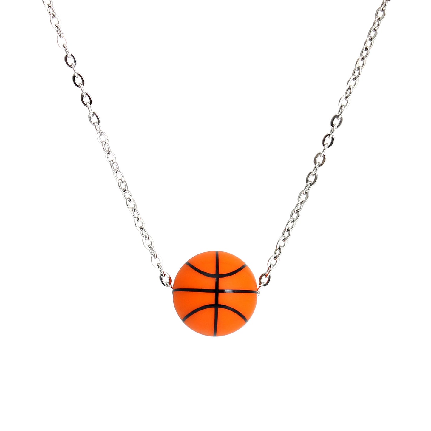 Simple Style Basketball Stainless Steel Silica Gel Pendant Necklace