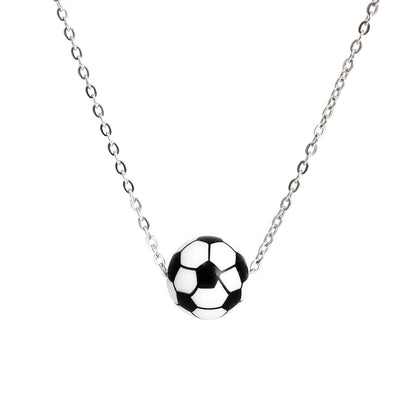 Simple Style Basketball Stainless Steel Silica Gel Pendant Necklace