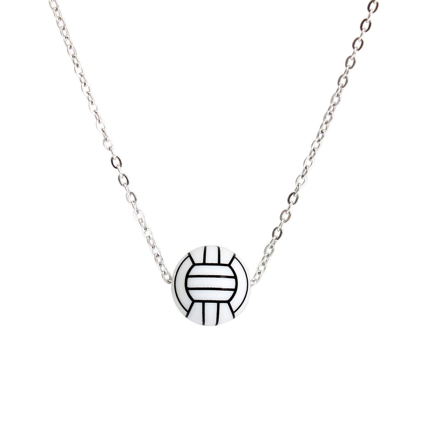 Simple Style Basketball Stainless Steel Silica Gel Pendant Necklace