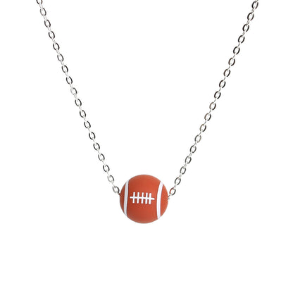 Simple Style Basketball Stainless Steel Silica Gel Pendant Necklace