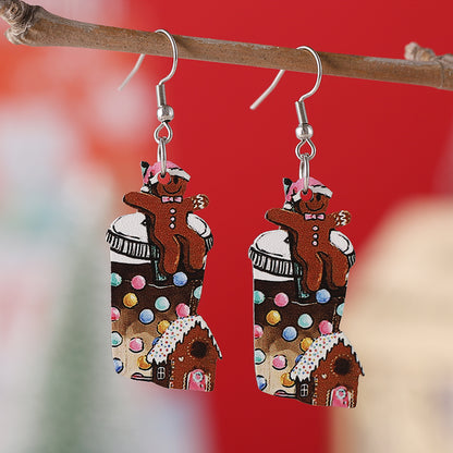 1 Pair Sweet Ice Cream Wood Drop Earrings