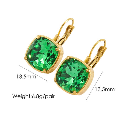 1 Pair Retro Roman Style Geometric Plating Inlay Stainless Steel Zircon 14k Gold Plated Drop Earrings