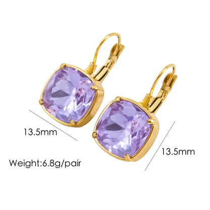 1 Pair Retro Roman Style Geometric Plating Inlay Stainless Steel Zircon 14k Gold Plated Drop Earrings