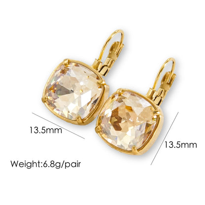 1 Pair Retro Roman Style Geometric Plating Inlay Stainless Steel Zircon 14k Gold Plated Drop Earrings