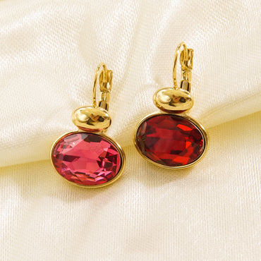 1 Pair Basic Retro Geometric Plating Inlay Stainless Steel Zircon 14k Gold Plated Drop Earrings