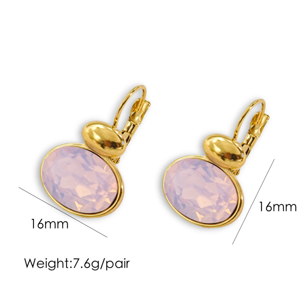 1 Pair Basic Retro Geometric Plating Inlay Stainless Steel Zircon 14k Gold Plated Drop Earrings