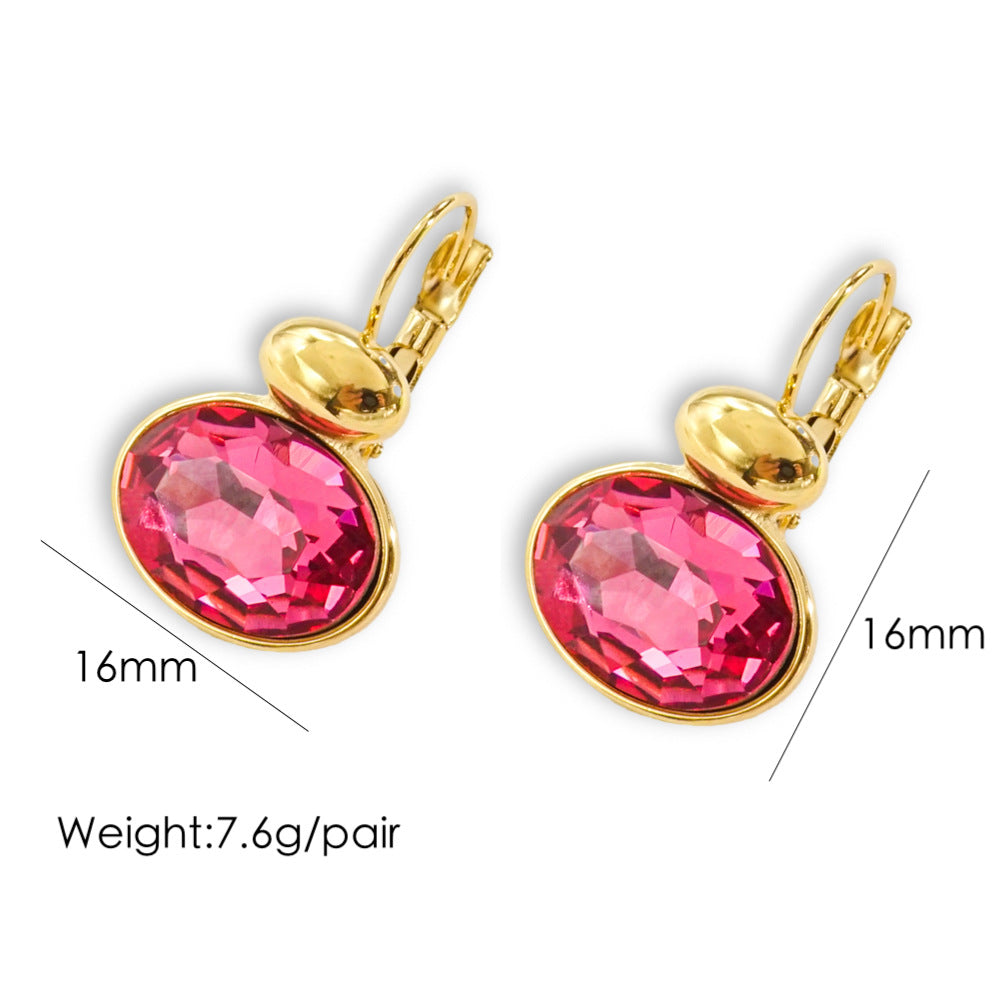 1 Pair Basic Retro Geometric Plating Inlay Stainless Steel Zircon 14k Gold Plated Drop Earrings